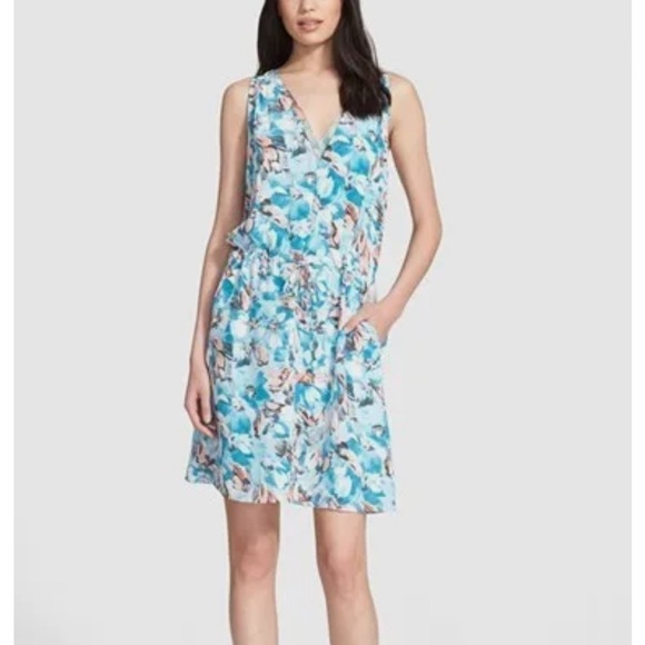 Rebecca Taylor Poolside Aloha Silk Drawstring Waist Dress Size 6 - Picture 1 of 13